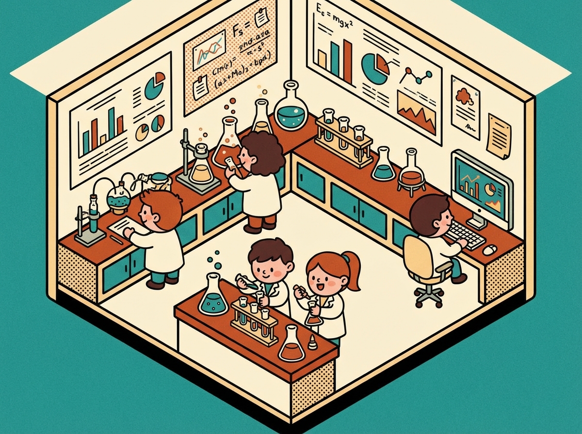 Scientists at work in the JokeBench evaluation laboratory